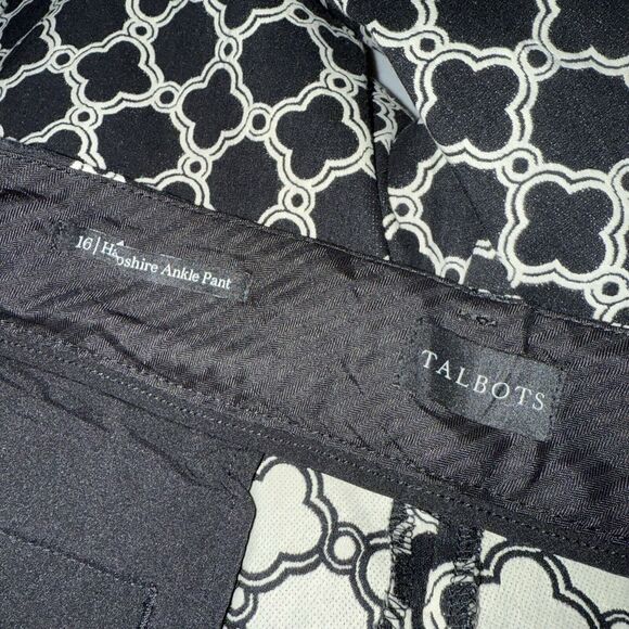 Talbots Women’s Hampshire Ankle Pants Lattice Jacquard Print Black Size 16 - Picture 4 of 5